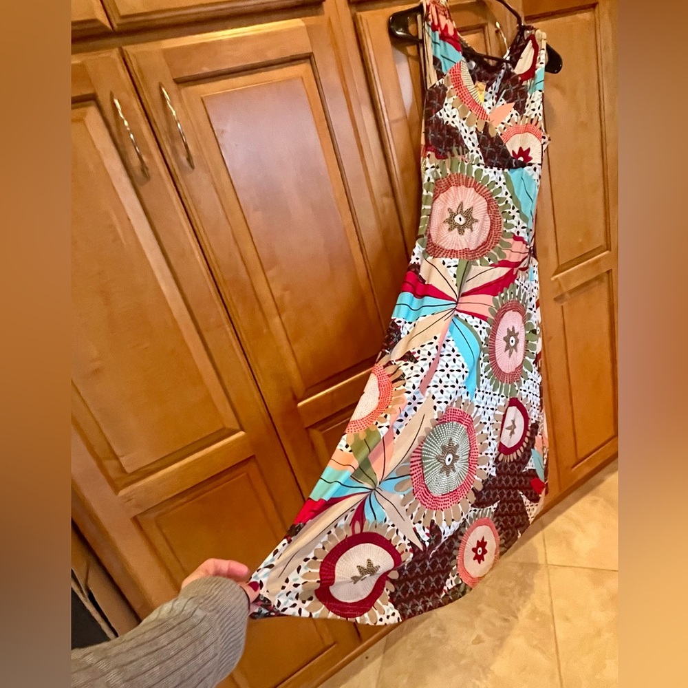 Italian designer dress - vibrant Multicolor Sleeveless Maxi Dress